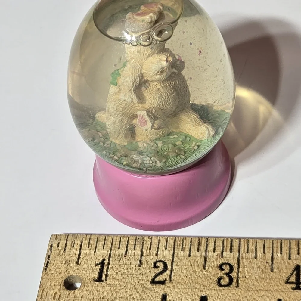 VINTAGE Snow Globe Easter Egg Shape Glass Pink Base Cheryl‎ Ann Johnson 1992